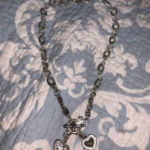 Silver Heart Charm Toggle Necklace - Women Jewelry